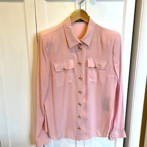 Balmain Paris 2 Pockets Crepe De Chine Buttoned Shirt